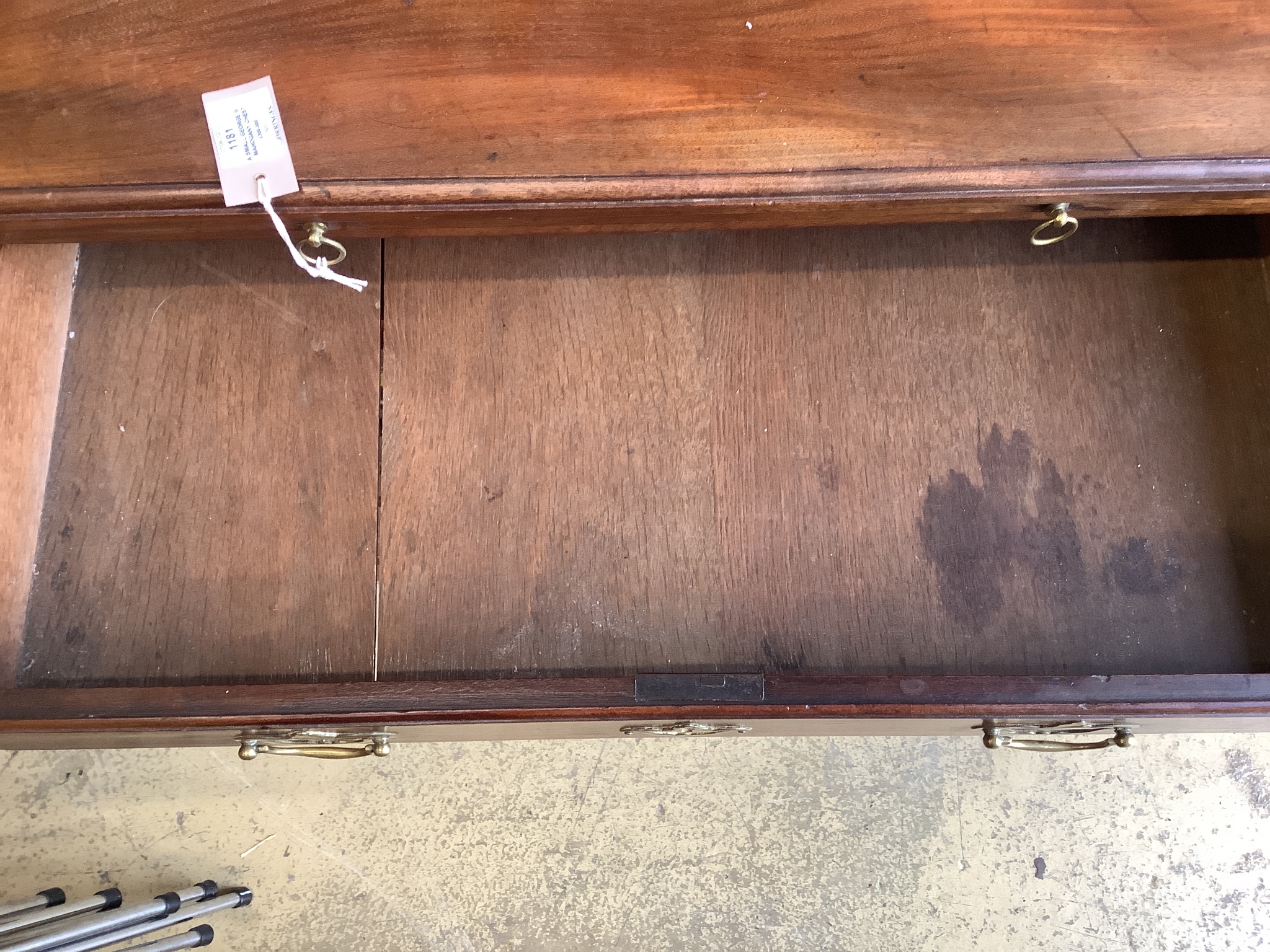 A small George III mahogany chest with slide, width 84cm, depth 51cm, height 80cm